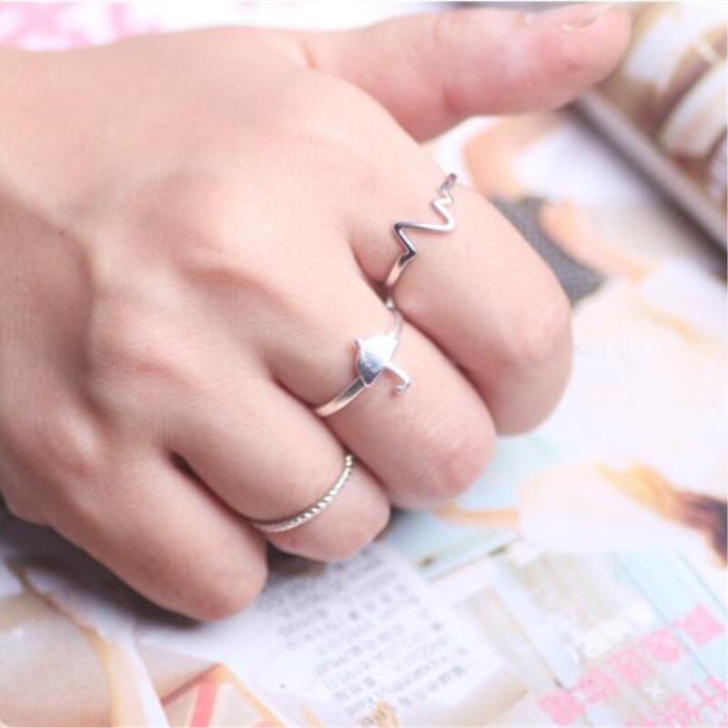 Simple Korean Style 925 Sterling Silver Jewelry Umbrella Brushed Tool Opening Rings SR202