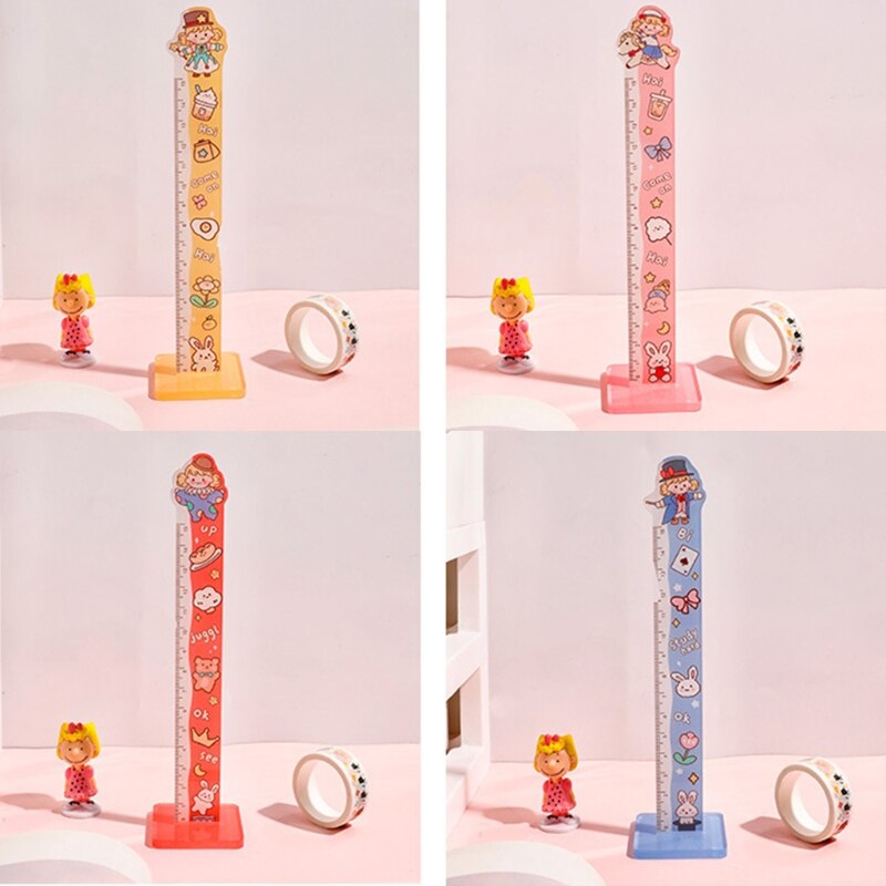 Plastic Ruler Straight Ruler Plastic Measuring Tool Compatible with Student School Office Blue/Pink/Red/Yellow