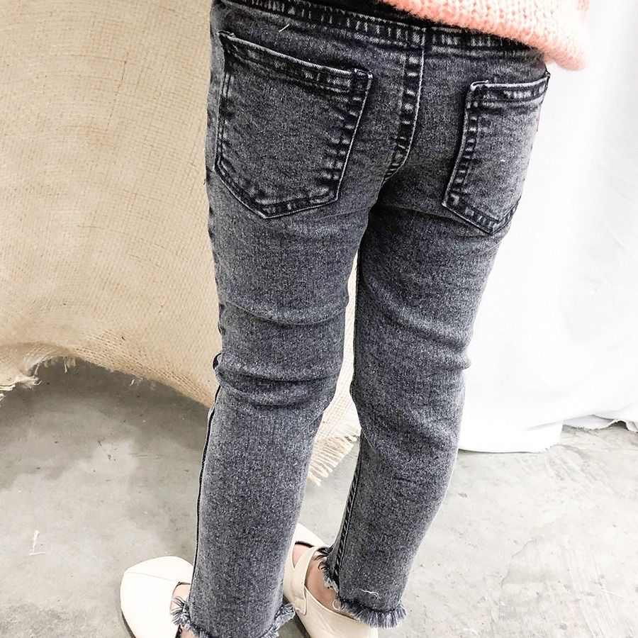 Pantalones vaqueros rasgados negros para niña, pantalones informales de mezclilla para niña de 2, 3, 4, 5, 6, 7 y 8 años, Primavera y Año ,