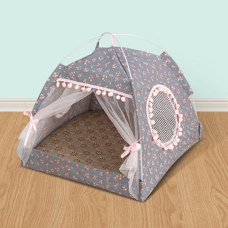 cat tent bed Pet products the general teepee closed cozy hammock with floors cat house pet small dog house accessories products: Light Grey / L