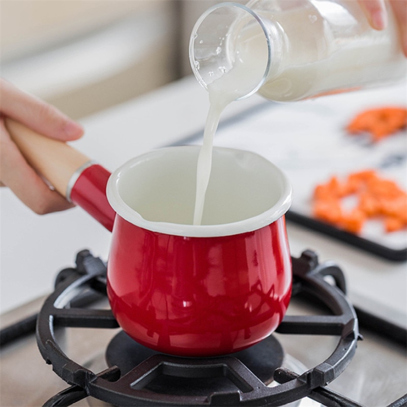 Pot de cuisine, chauffe-eau en porcelaine à poignée unique, chauffage lait nourriture pour bébé casserole de cuisine Sauce Pot de cuisine pour cuisinière à Induction et cuisinière à gaz