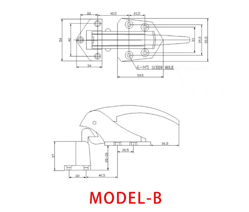 Adjustable Height Oven Door Lock Freezer Handle Handle Buckle Handle Cold Storage Door Lock Oven Accessories: MODEL-B