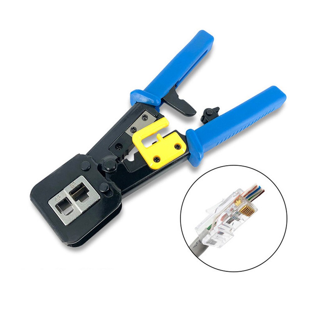 EZ RJ45 Crimper Hand Network Tools Pliers RJ12 Cat5 Cat6 8p8c Cable Stripper Pressing Clamp Through Hole RJ45 Plug Crimping Tool