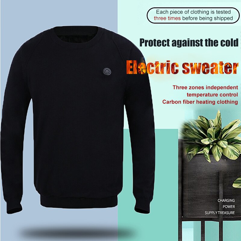 Paratago vinter usb opvarmning sweater mænd opvarmet varmt tøj mandlig strik langærmede sweatere udendørs elektrisk varmejakke  p5102