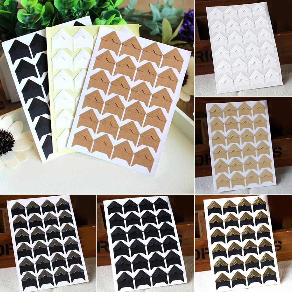 120Pcs Zelfklevende DIY Retro Fotolijst Hoek Sticker Craft Scrapbook Album Decor Frame