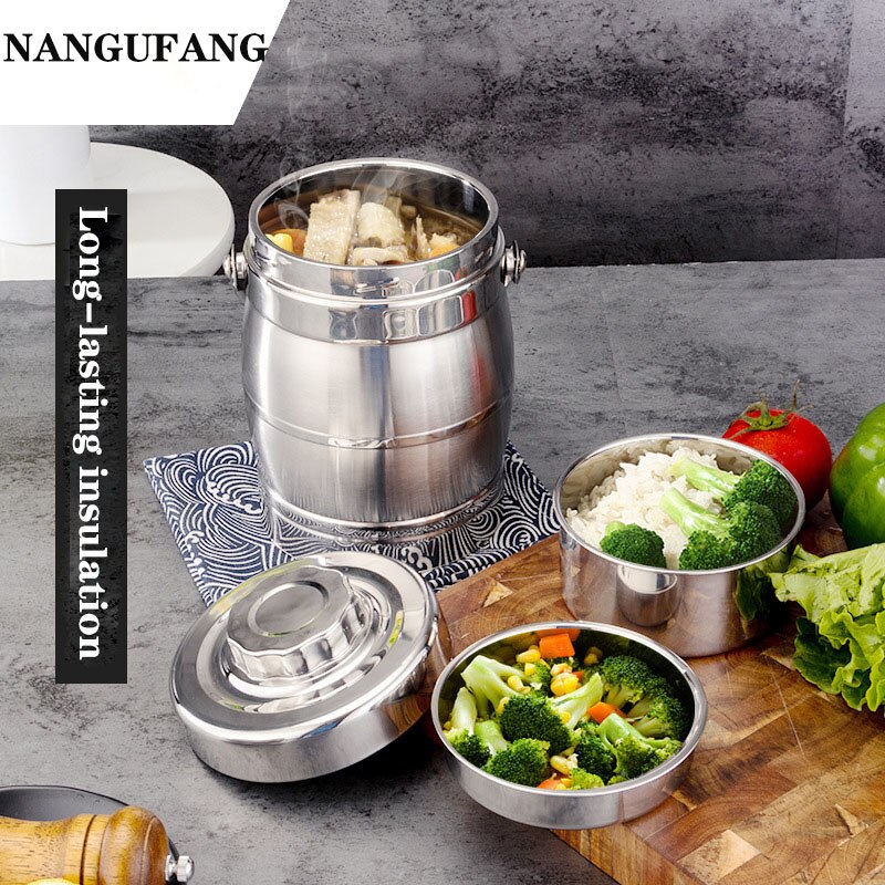 Nanlingwuren Isolatie Lunchbox 1.4L/1.6L Rvs Bentobox Draagbare Voedsel Container Voor Kantoor School Camping Veld