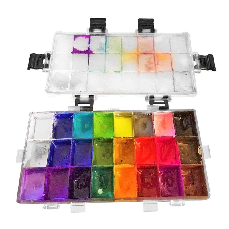 24/36 Grids Aquarel Schildert Humidor Aquarel Hydraterende Schilderen Lekvrij Palet Abs Opbergdoos Art Supplies