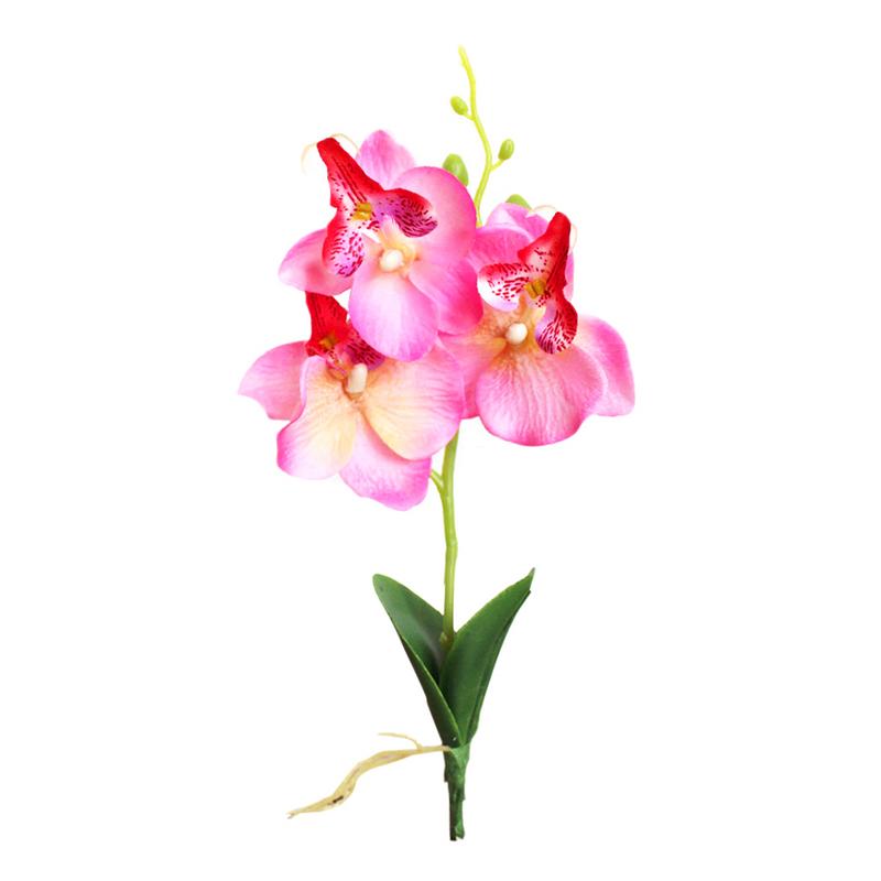 Tekokukka muovi orkidea silkkikukka koti mini phalaenopsis simulaatio kasvit hääjuhla koristelu kukkaoksa: Vaaleanpunainen