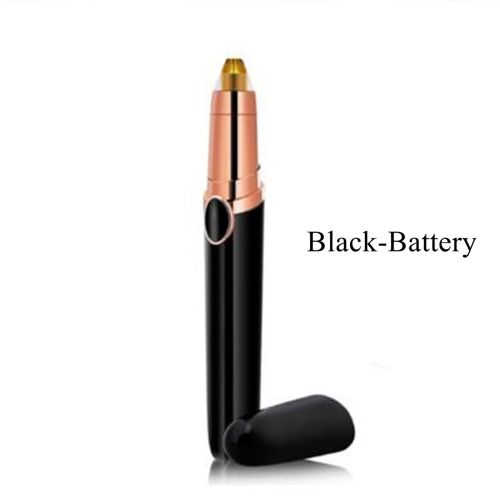 Electric Eyebrow Trimmer Women Face Razor Eyebrow Epilator Shaver Painless Fast Eye Brow Trimmer Portable Hairs Luxury Shaver: Black Battery