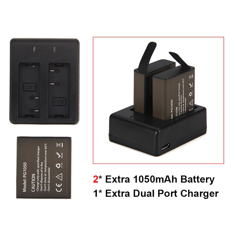 Aktion kamera batterie einstellen mit 2 stücke Batterie + Dual Ladegerät + USB kabel Für EKEN H9 H9R H3 H3R h8Profi H8R H8 Profi V8S SJ4000 SJ5000