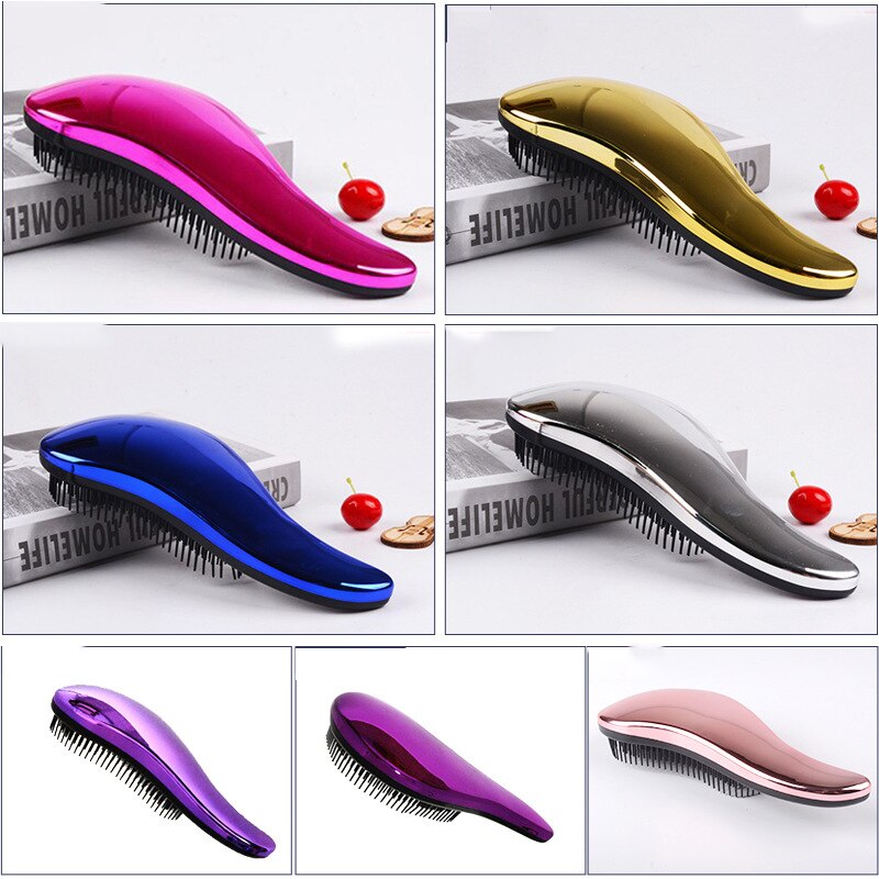1Pc Anti-Statische Haar Borstel Massage Kam Detangling Borstels Galvaniseren Douche Massage Nat Hairbush Salon Hair Styling tool: Golden