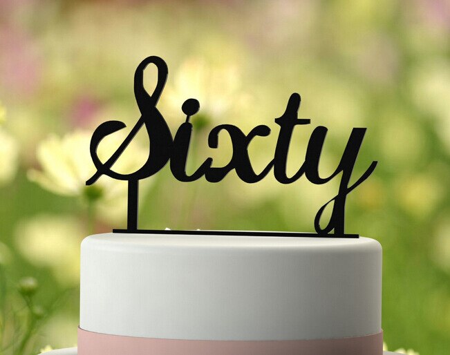 40 50 60 70 80 Acrylic Cake Topper Black Happy Birthday Cake Flags Festival for Birthday Party cake Decor with