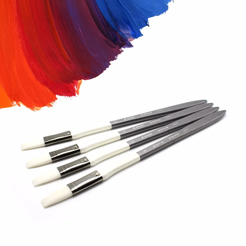 4-delige 1/2 "borstels olieverfborstel graffiti aquarel penseel kunstmateriaal gereedschapset voor acryl schrobborstel