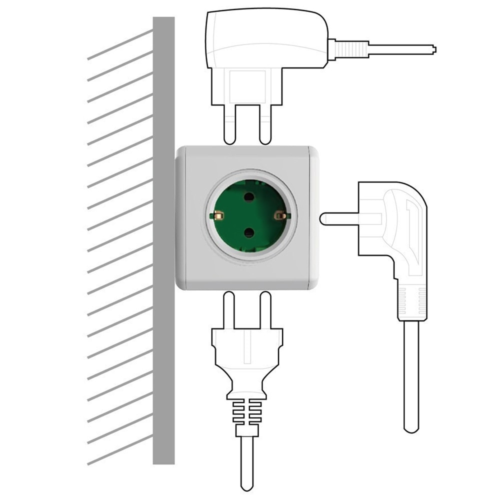 Allocacoc PowerCube Socket - 5 Outlets - 16A 250V - Overload Protection - Green