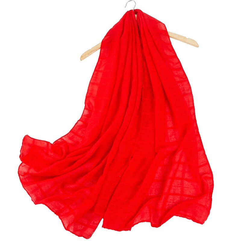 Zomer Winter Lange 180 Cm * 80 Cm Plaid Cotton Blend Viscose Pashmina Vrouwen Sjaal Zwarte Foulard Femme invierno Mujer: Red