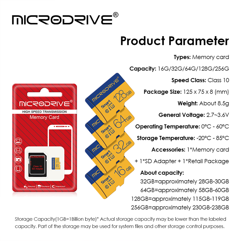 Oryginalna karta pamięci 16 GB 32 GB 64 GB 256 GB 128 GB Flash Mini SD Card Class 10 UHS-I Szybka karta Micro TF do smartfona