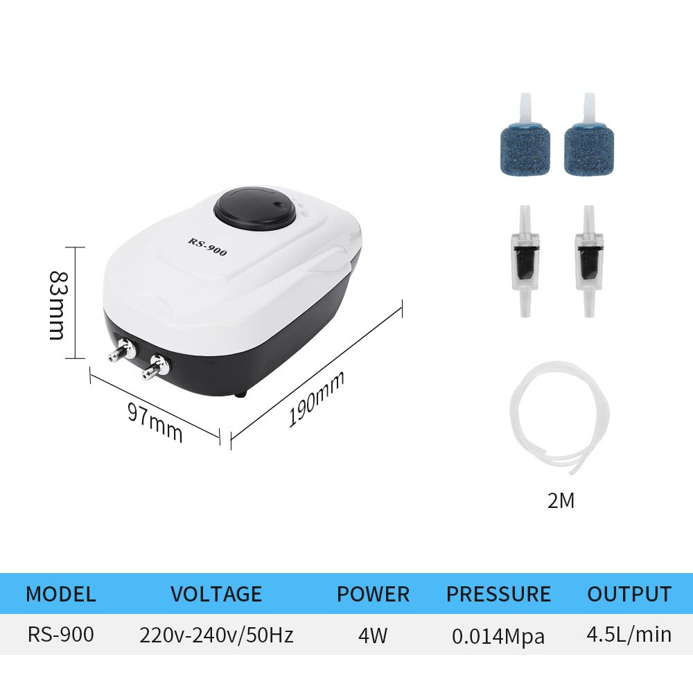 Ultra Silent Aquarium Air Pump Fish Tank Increasing Compressor Single Double High Energy Outlet Oxygen Pump Aquatic Accessories: RS-900 A SET / AU Plug