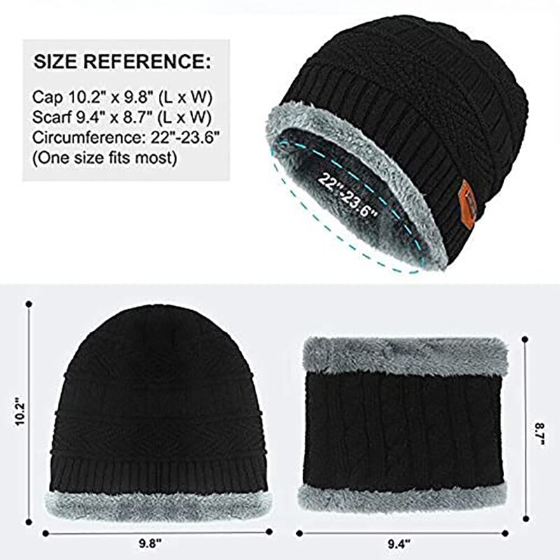 .. Mannen Beanie Muts Sjaal Set Trucker Winddicht Dikke Warme Plus Fluwelen Sjaal Hoed Voor Outdoor Sport Running Riding Skiën