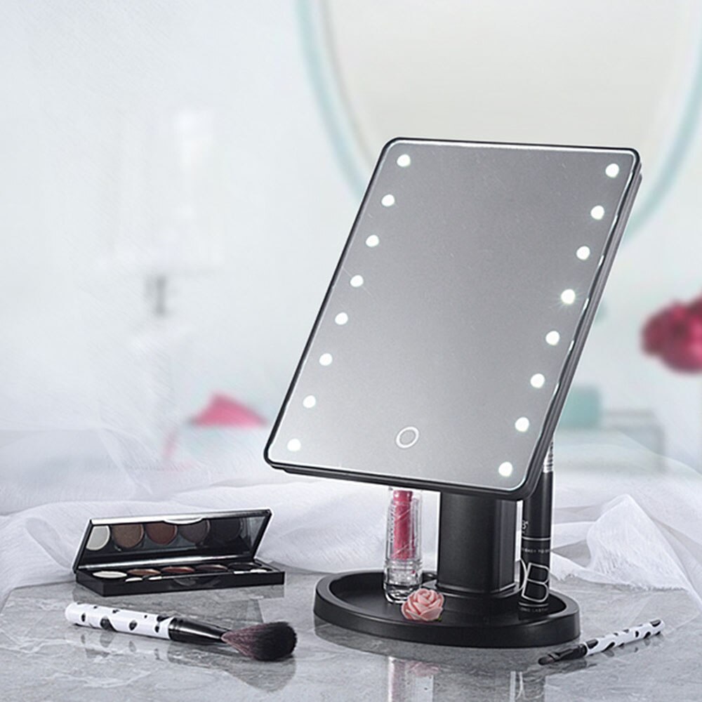 Adjustable LED Lighted Makeup Mirrors With LED Light 16/22 Touch Screen Mirrors For Beauty Makeup Eyelash Brush