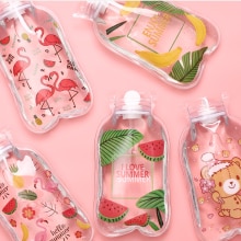 Bella bottiglia di acqua calda trasparente pancia calda tesoro inverno scaldamani riempito mini sacchetti di acqua calda portatili antideflagranti G