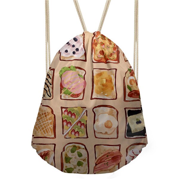 Forudesigns mochila feminina damestas met s 3d voedselpuzzelprint, klein trekkoordtasje, casual trekkoordtasje, zakje met zakken voor meisjes: Cc4297 z 3