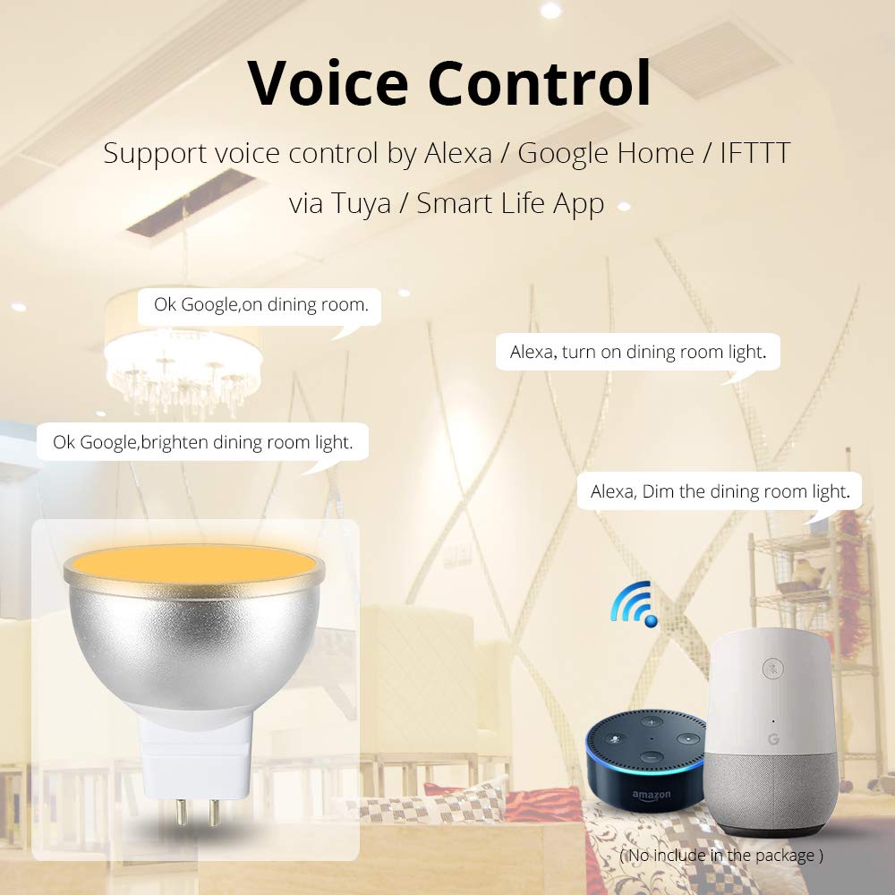 GU10 Smart Led-lampen Smart LED WiFi Lampen Dimbare Spot Light Lamp Daglicht Lamp RGBCW Compatibel met Alexa/Google home/IFTTT