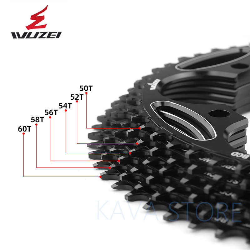 WUZEI Road Bike Chainwheel Folding 110/130 BCD Round Narrow Wide Sprockets 50/52/54/56/58/60T AL7075 Bicycle Chainring