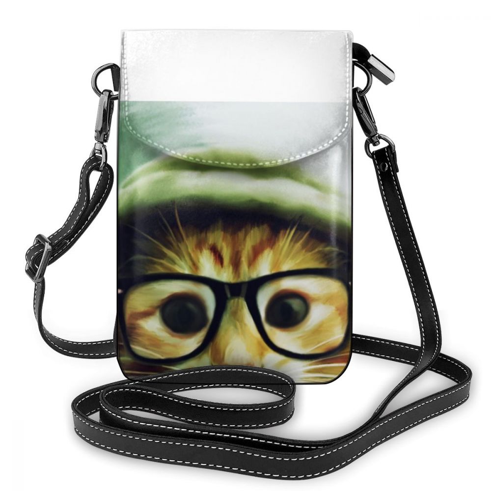 Oranje Schoudertas Oranje Cocktail Celestial Lederen Tas Multifunctionele Student Vrouwen Tas Patroon Crossbody Purse: Vintage Cat Wear