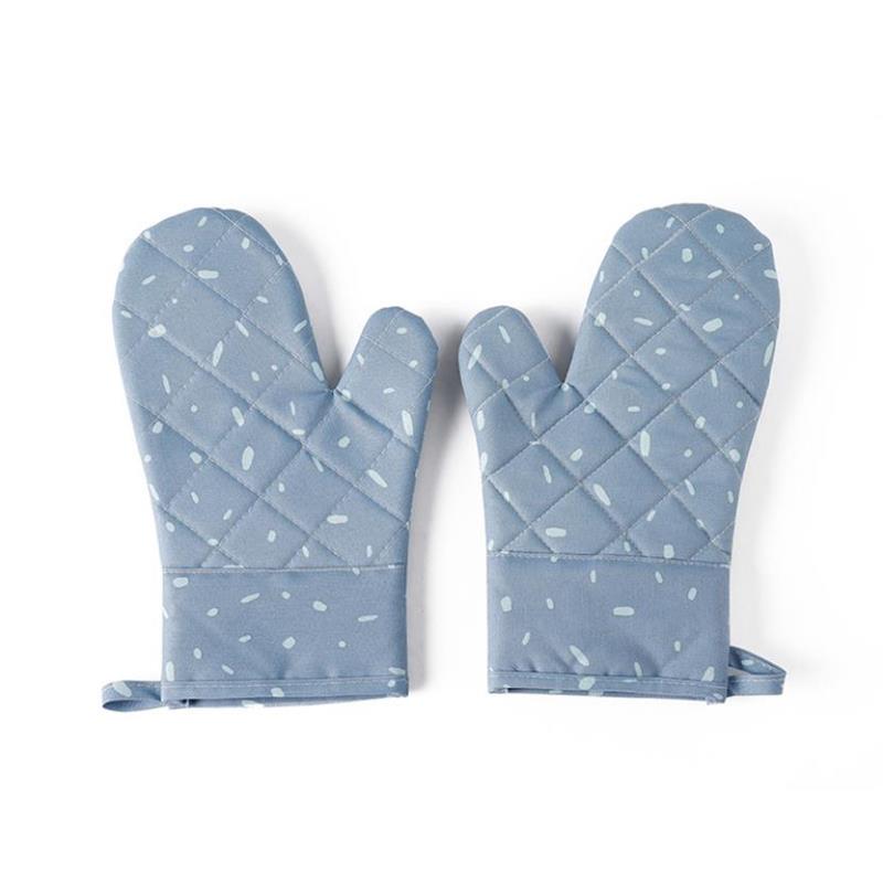 2 pièces tissu four gant cuisine micro-ondes gant manique ustensiles de cuisson isolé résistant à la chaleur anti-dérapant gants de cuisson: Isatis Blue
