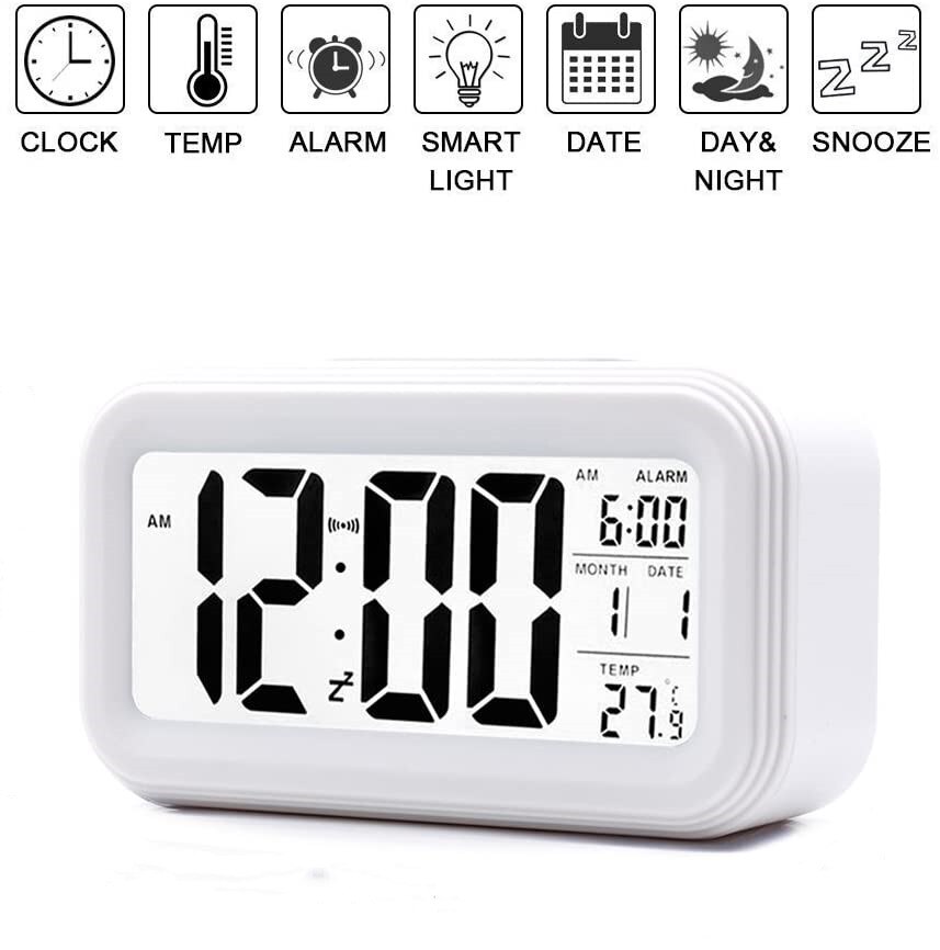 Ledet digitalt vækkeur baggrundslys snooze lydløs kalender desktop elektronisk bcaklight bordure desktop ur