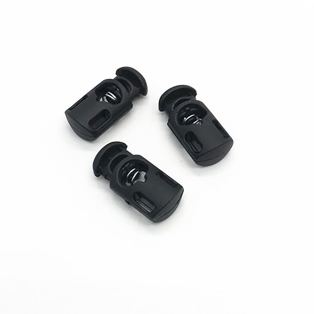 Bloqueo de cordón de palanca de plástico, tapón de cordón de resorte de varios colores para ropa DIY, cordón de cordón, accesorios de ropa deportiva, 25x12mm, 50 Uds.: black 