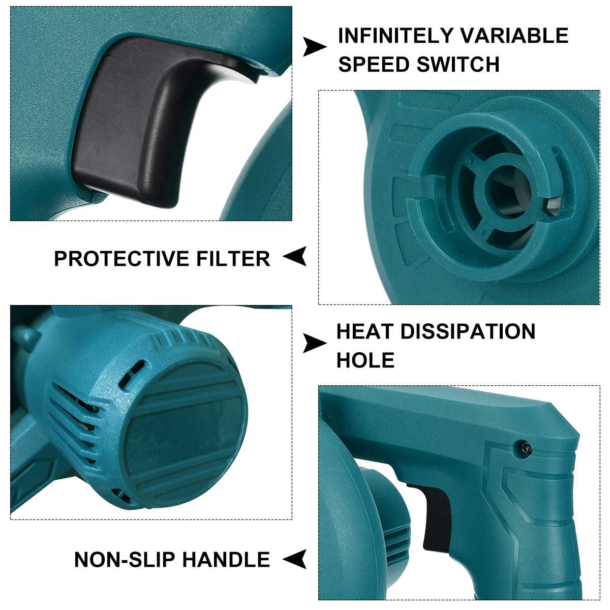 2 IN 1 Cordless Electric Air Blower Vacuum Leaf Computer Dust Collector Cleaner Power Tool for 18V Makita Battery 18000r/min