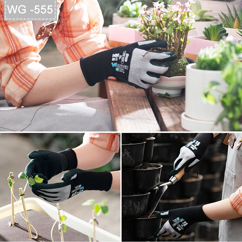 1 par havehandsker nylon have genie gummihandsker hurtig let at grave og plante gant de jardin wg -555