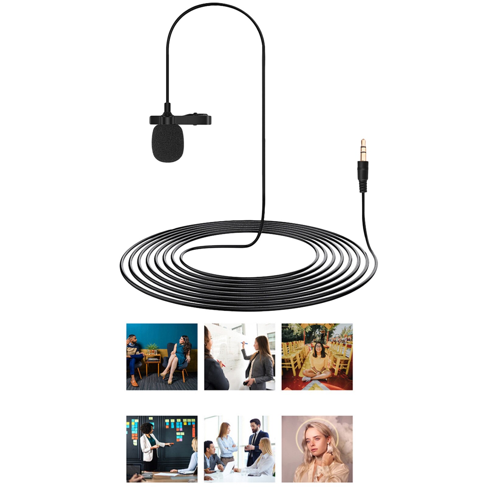 Clip-on Lavalier Lapel Microphone Condenser Mic 3.5mm for DJI Pocket 2 Live Recording