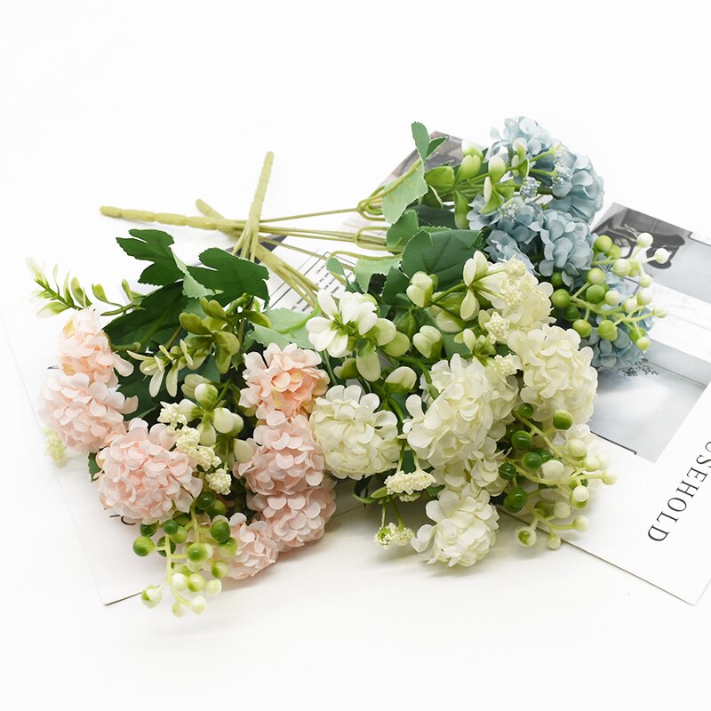 Artificial Hydrangea Rose Wedding Small Hydrangea Hand Bouquet christmas decorations for Home Accessories DIY Artificial Flowers