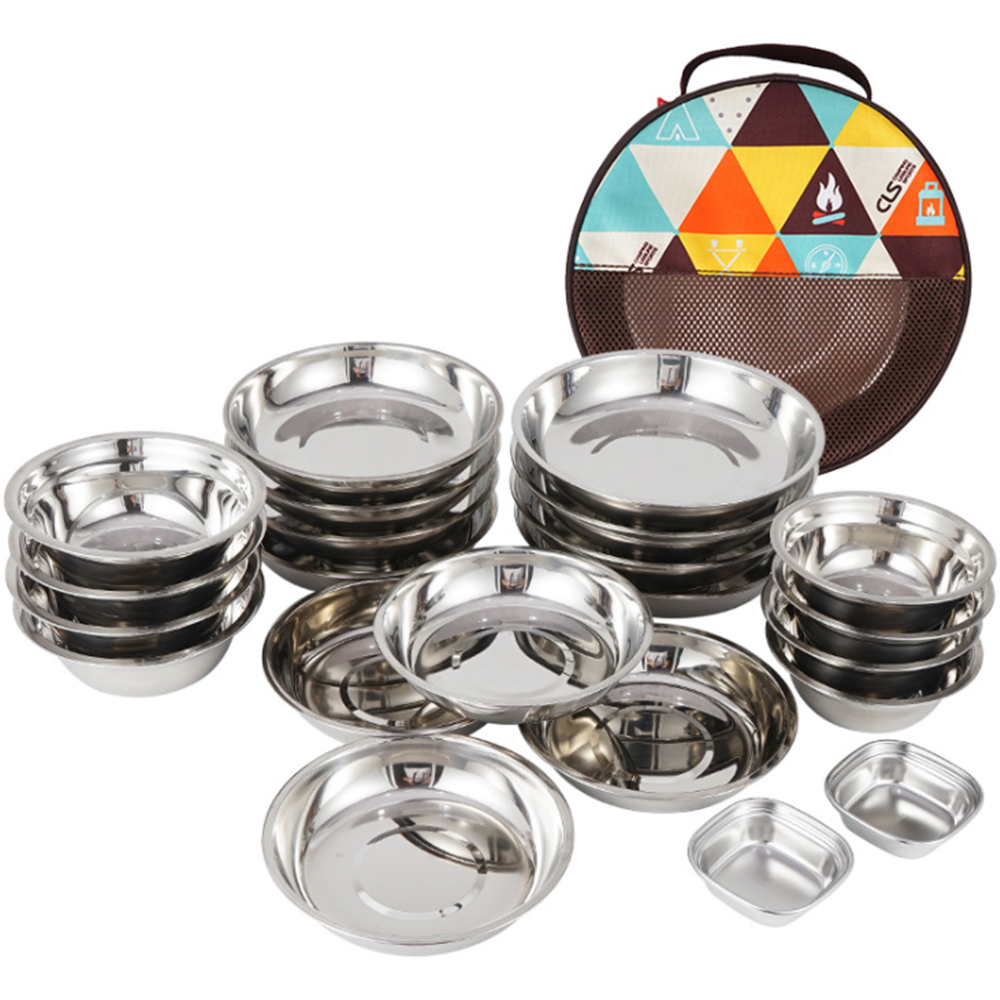 Ensemble de bols de Camping en acier inoxydable, 22 pièces/ensemble, vaisselle de pique-nique Durable en plein air, saladier, récipient de nourriture voyage
