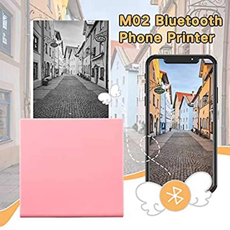 -M02 Pocket Printer- Mini Bluetooth Photo Printer Portable Thermal Printer Compatible with Android IOS