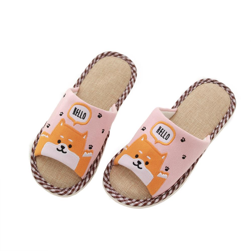Millffy śliczne Shiba Inu corgi placki kapcie letnie fajne lniane domowe kapcie para dużych rozmiarów kapcie kapcie ze zwierzętami: 8