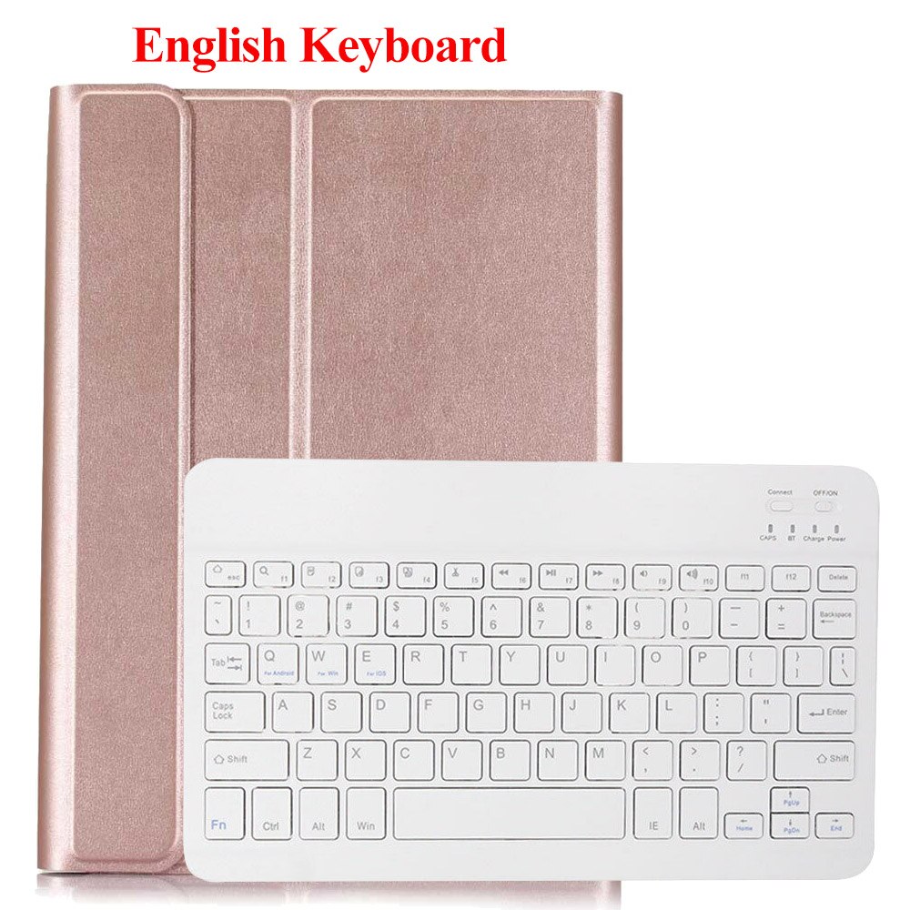 Drahtlose Tastatur Für Huawei MediaPad T3 10 9,6 zoll fallen PU Leder Tablette Abdeckung Für AGS-L09 AGS-L03 Mit Bluetooth Tastatur: Rose Gold-Englisch