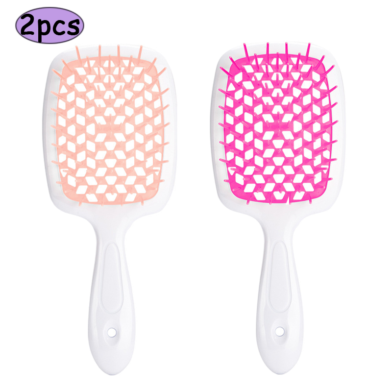Peine para desenredar el cabello, masaje del cuero cabelludo, peine antiestático, cepillo para el cabello hueco para peinado de peluquero seco y húmedo, 2 uds.: Gris