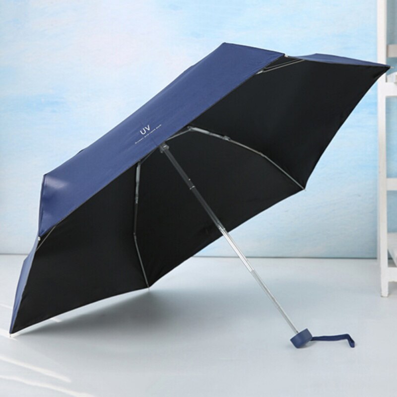 Sombrilla de vinilo para protegerse del sol upf, ligera y fresca, sombrilla de bolsillo plegable Cinco plegados para hombres y mujeres estudiantes #