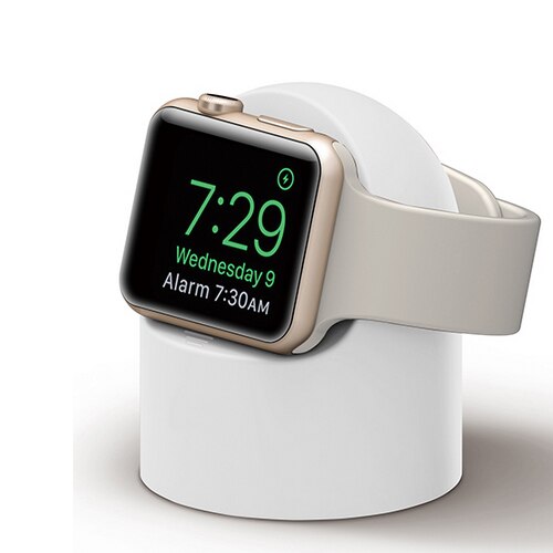Station de charge de nuit en Silicone pour Apple Watch, pour Apple watch 6 5 4 3 2 SE iWatch 44mm 42mm 40mm 38mm, pour apple Watch: white
