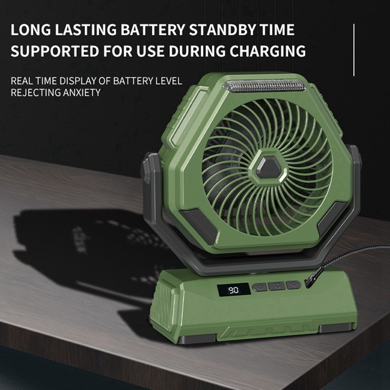 Outdoor Camping Fan 6000Mah Rechargeable Ceiling Oscillating Fan Portable Air Conditioner Air Cooler With Lighting Durable -B