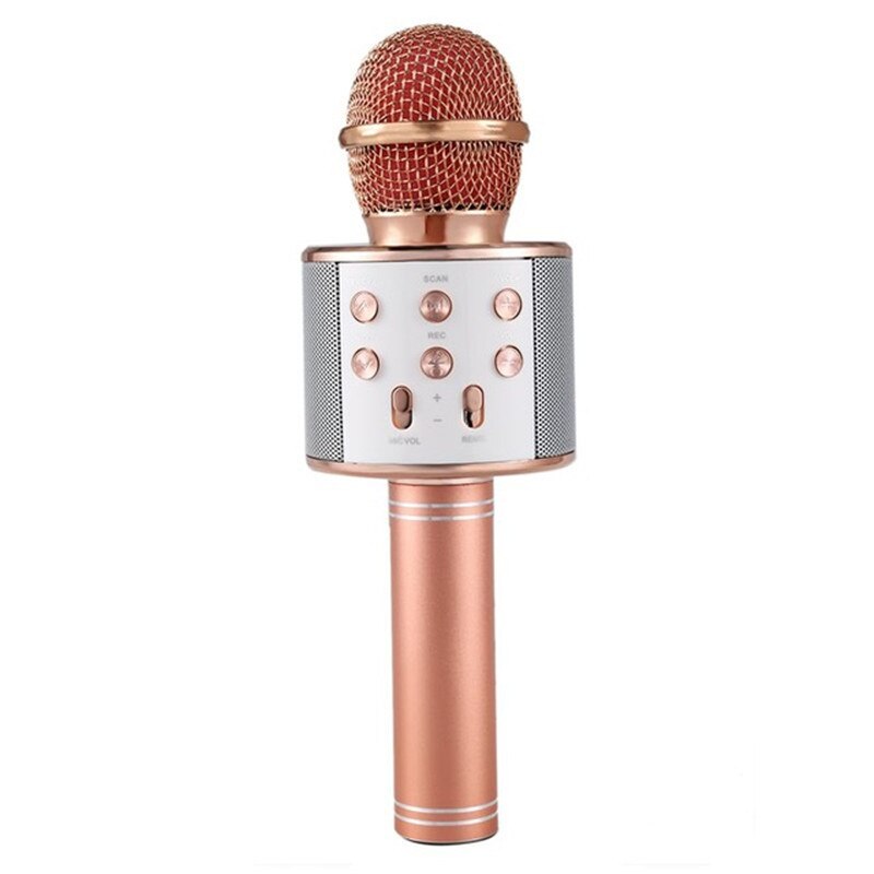 WS 858 Microphone sans fil Bluetooth USB condensateur karaoké micro support Radio haut-parleur Mikrofon studio enregistrement Ws858: Rose gold