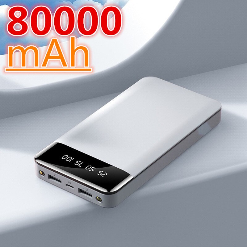 80000mah large capacity power bank portable digital display external battery charger power bank suitable for Xiaomi IPhone