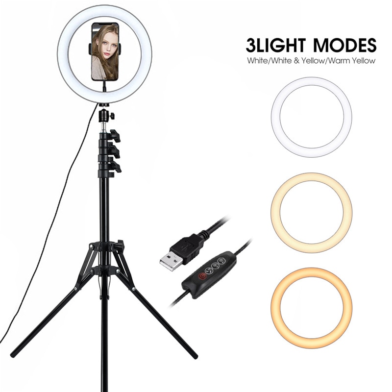 Legering Led Ring Light Met Camera Statieven-10 Inch 26Cm Fotografische Verlichting Selfie Foto Video Live Licht Voor iphone Profes