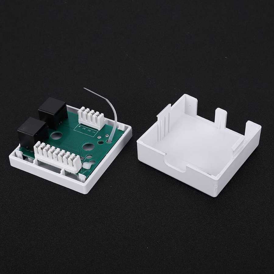RJ45+RJ11 Wall Connector Junction Adapter 2-Port Desktop Extension Cable Mount Box Networking Wall Plates