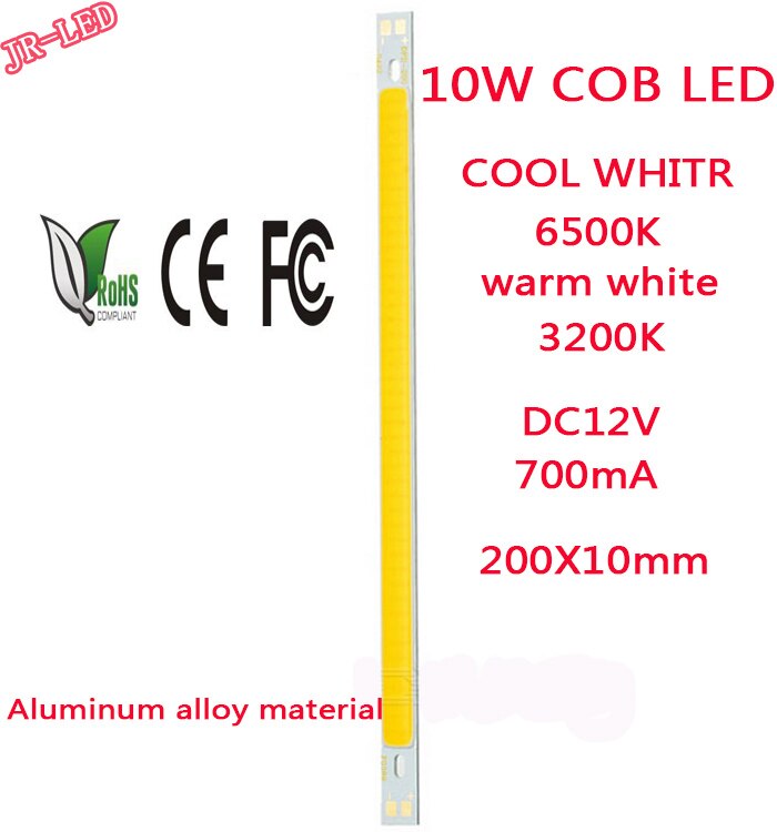 3 stks 10 W COB LED Strip Verlichting Gloeilamp 200x10mm Pure Wit/warm wit/blauw 12-14 V voor DIY