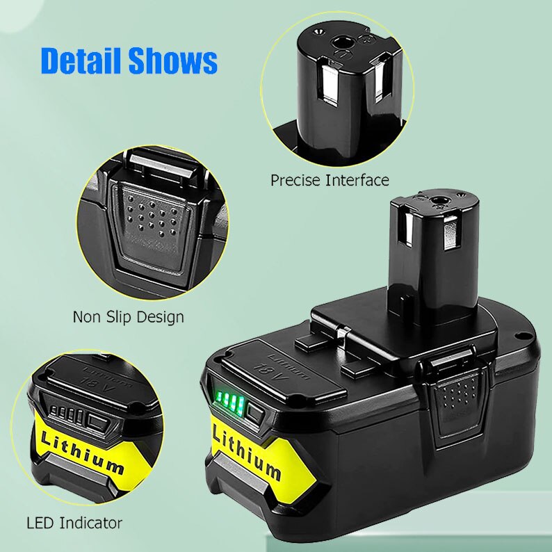18V 28000mah lithium ion rechargeable battery is suitable for Ryobi one + cordless power tool bpl1820 P105 p103 rb18l50 rb18l40