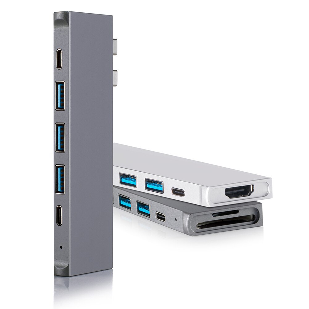 USB 3.0 porte ad alta velocità tipo-c portatile doppio tipo-c HUB Converter 8 in 1 a 3 USB3.0 USB-C PD 4K HDMI Converter